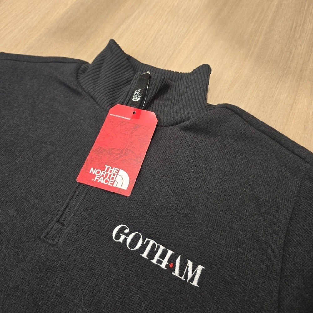 NWT The North Face Mens Pullover Quarter Zip Sweater Fleece Medium Black Gotham